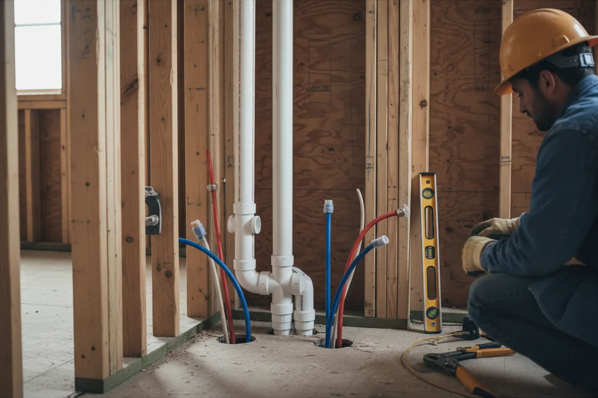 Drain and supply rough-in during Drain Cleaning in Benham