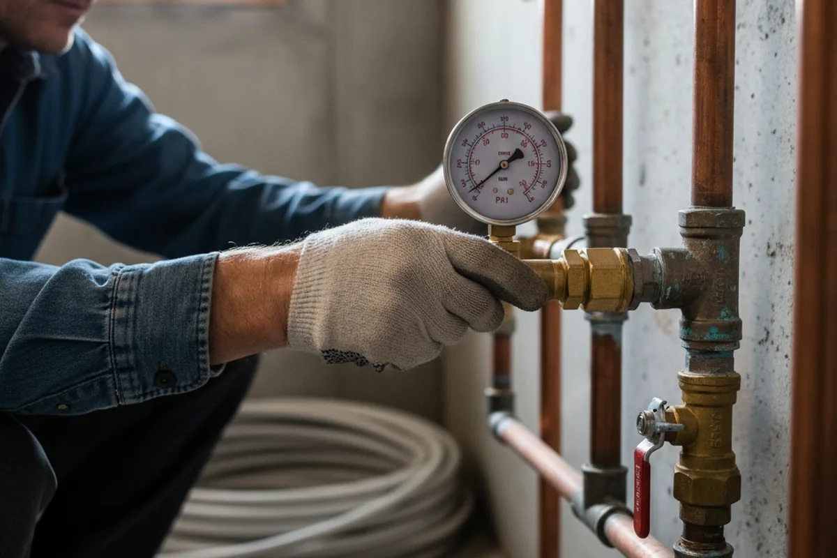 Pressure testing a repaired line during Water Line Repair in Benham
